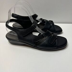 SAS Tripad Comfort Black Leather Sandals Womens Size 9.5 N Hook & Loop Closure